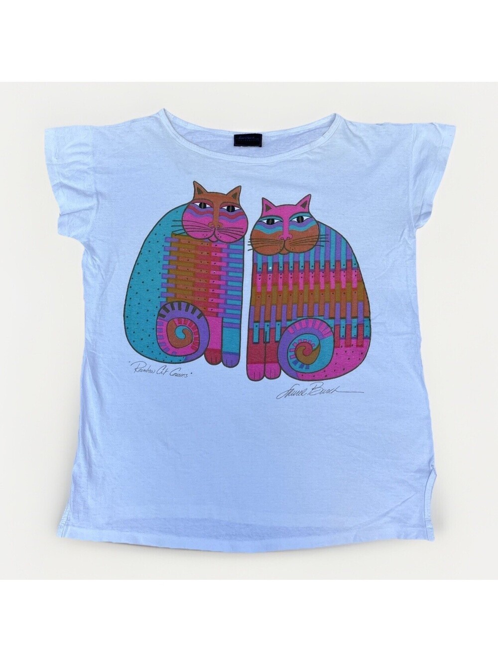 Vintage 1980s Laurel Burch Rainbow Cat Cousins Graphic TShit